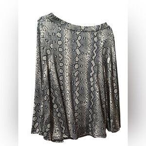 Michael Kors Black and Gray Snakeskin A-Line Skirt